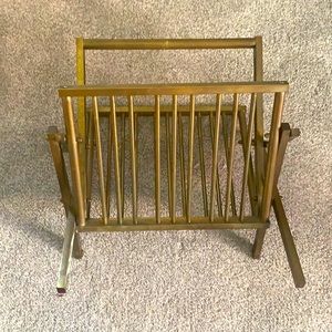 Brass magazine rack, folds flat, light weight